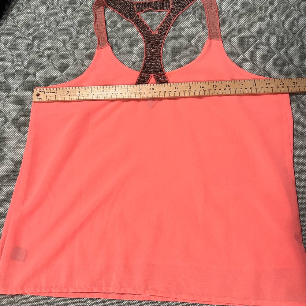 Charlotte Russe Coral Pink Sleeveless Top embellishments with beads. - Picture 3 of 7